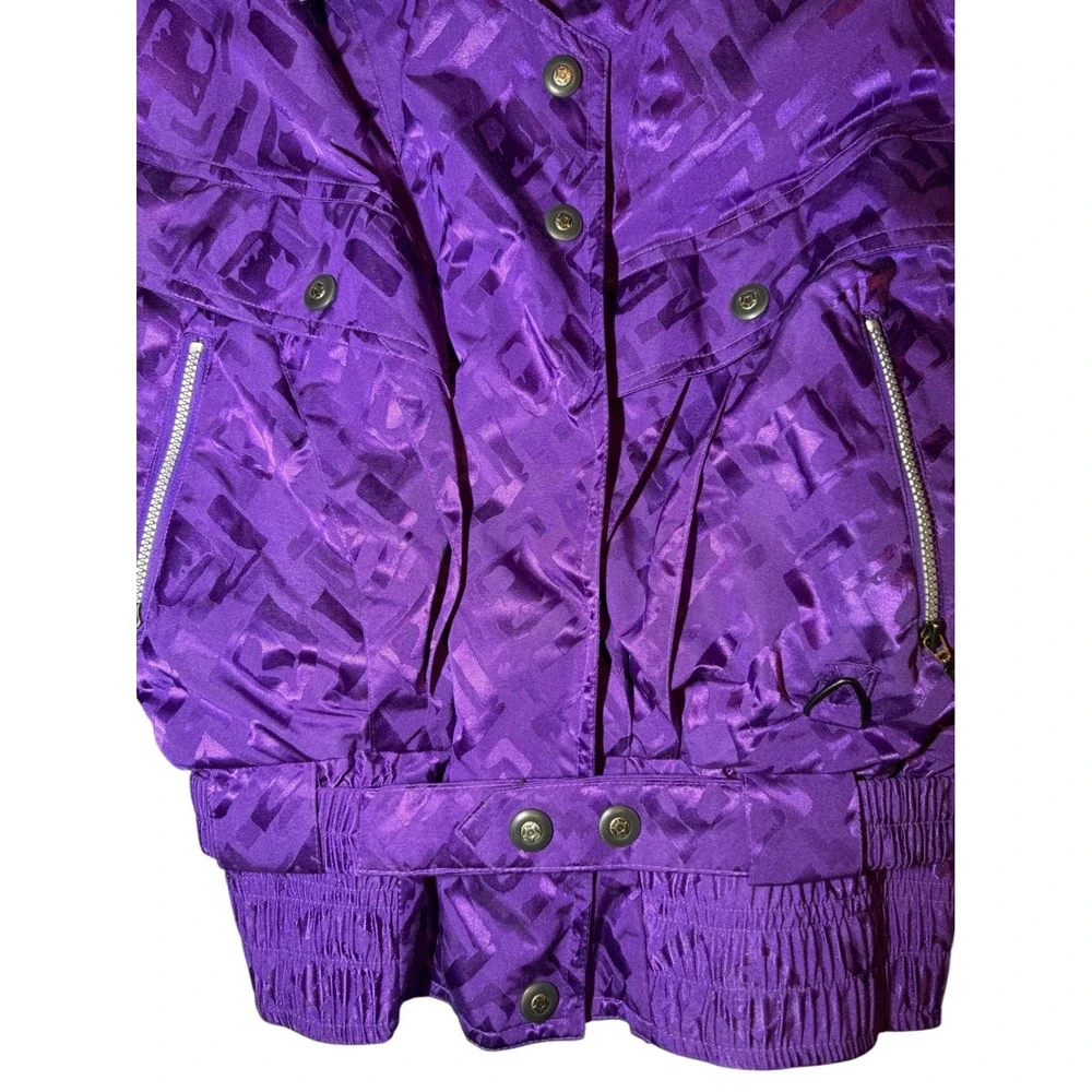 Vintage Black Bear Purple Bomber Style Ski Jacket Women's Sz M Iconic Retro - Picture 8 of 11